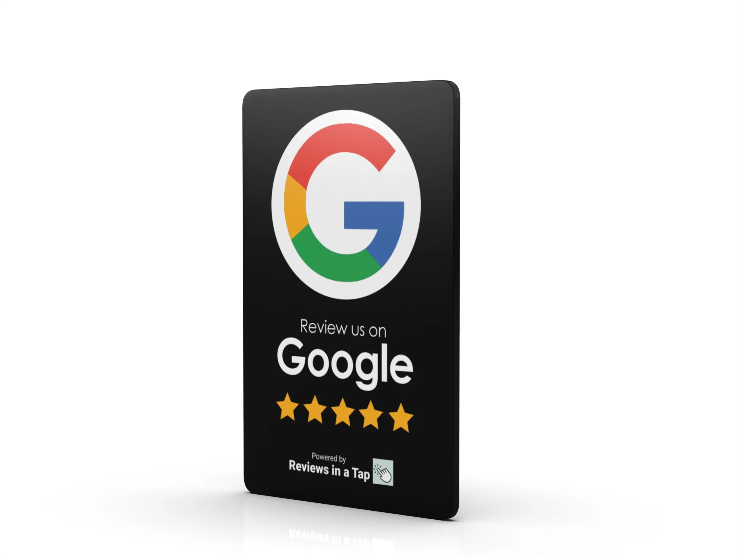 Google reviews in a tap black card